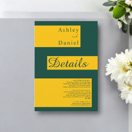 Elegant Minimal Grönt och Guld Modern Chic Bröllop Tilläggskort
