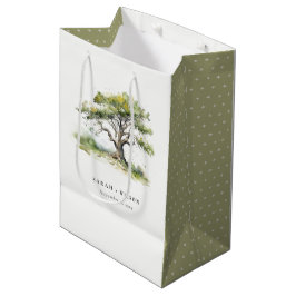 Elegant Minimal Grönt Vattenfärgsomk Träd Bröllop