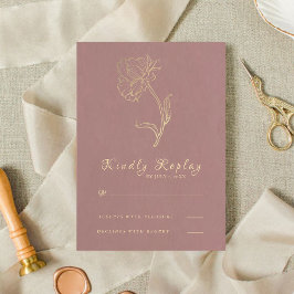 Elegant Minimal Guld-blomma Bröllop OSA Kort