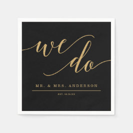 Elegant Minimal Guld Bröllop Cocktail Napkin Pappersservett