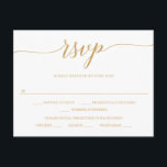 Elegant Minimal Guld Bröllop Svar Brevkort Vykort<br><div class="desc">Anpassa enkelt detta vackra bröllopssvar brevkort med din bröllopsinformation. Dina gäster kan göra sina val och snabbt posta detta i brevlådan! Se hela kollektionen för fler matchande artiklar!</div>