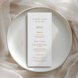Elegant Minimal Guld Formell Script Bröllopsmiddag Meny