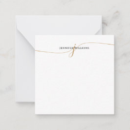 Elegant Minimal Guld Kalligrafi Monogram Kvadrat Anteckningskort