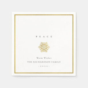 Elegant Minimal Guld Snowflake Fredag jul Pappersservett