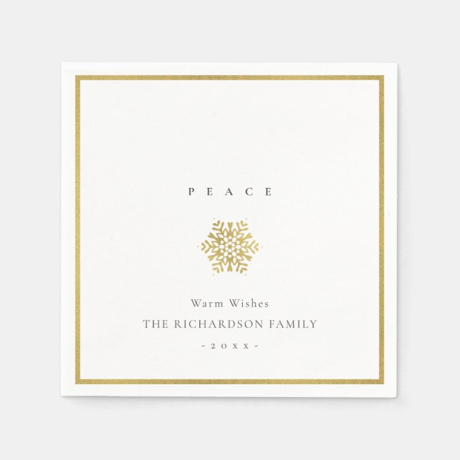 Elegant Minimal Guld Snowflake Fredag jul Pappersservett (Framsidan)