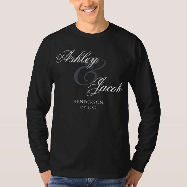 Elegant Minimal Herr och Fru Bröllop T Shirt (Framsida)