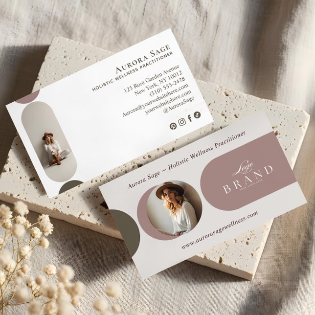Elegant Minimal Holistic Celestial Moon Photo Luxe Visitkort (Elegant Minimal Holistic Celestial Moon Photo Luxe Business Card)