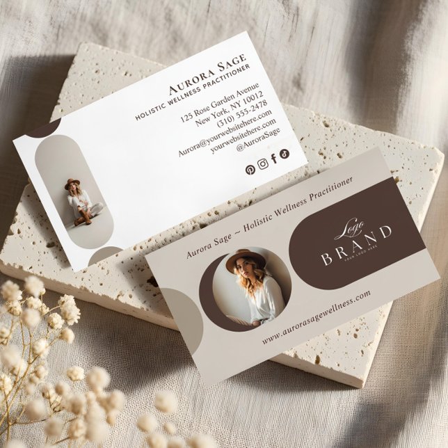 Elegant Minimal Holistic Celestial Moon Photo Luxe Visitkort (Elegant Minimal Holistic Celestial Moon Photo Luxe Business Card)