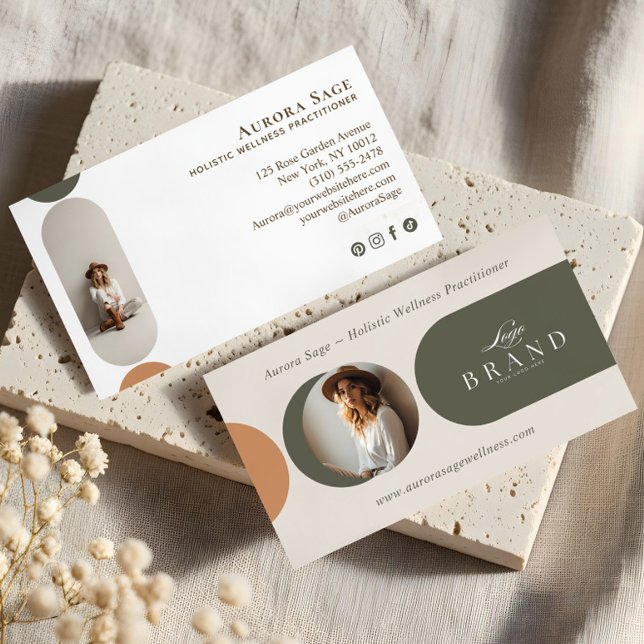 Elegant Minimal Holistisk Celestial Månad Foto Lyx Visitkort (Elegant Minimal Holistic Celestial Moon Photo Luxe Business Card)