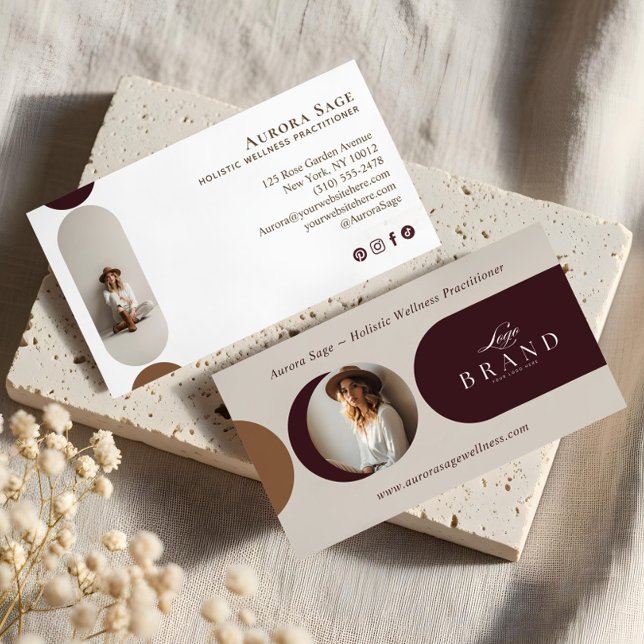 Elegant Minimal Holistisk Celestial Måne Foto Lyx Visitkort (Elegant Minimal Holistic Celestial Moon Photo Luxe Business Card)