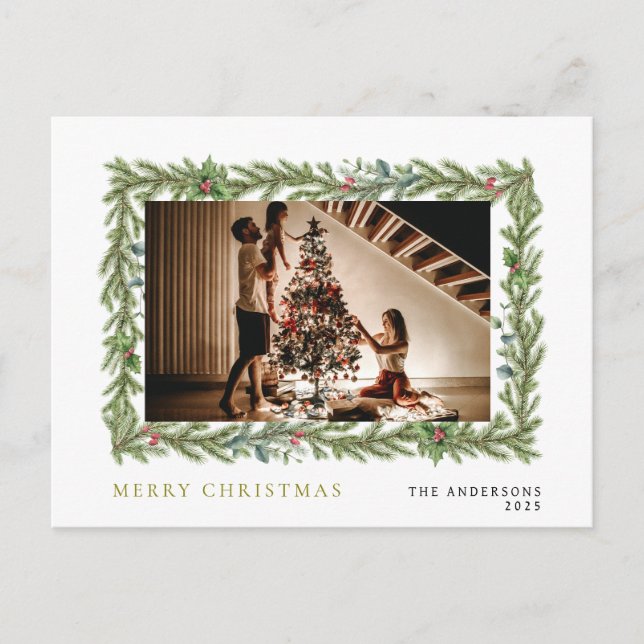 Elegant Minimal jul | Den moderna familjen Porträt Helg Vykort (Framsida)