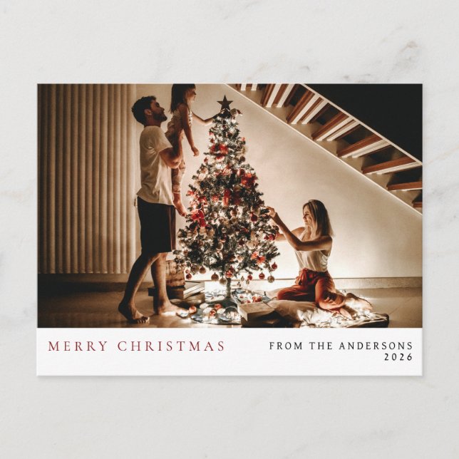 Elegant Minimal jul | Den moderna familjen Porträt Helg Vykort (Framsida)