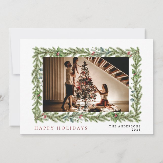 Elegant Minimal jul | Den moderna familjen Porträt Julkort (Framsida)