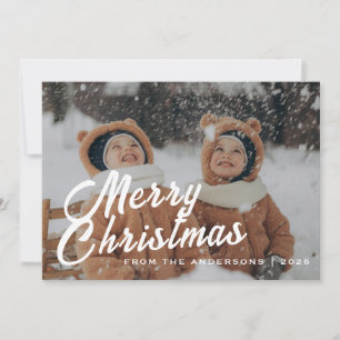 Elegant Minimal jul   Den moderna familjen Porträt Julkort