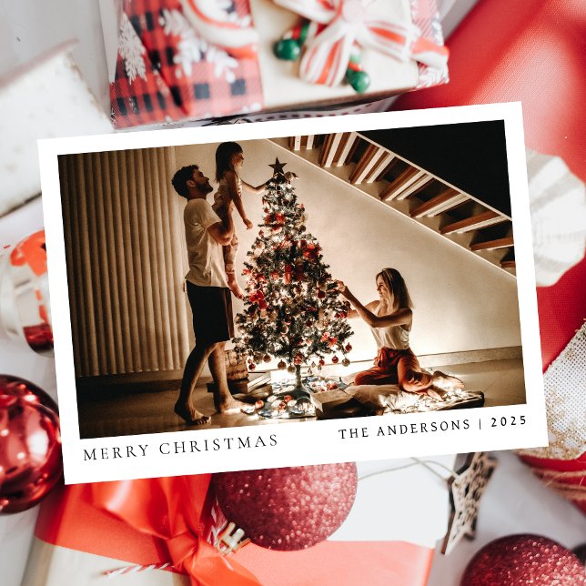 Elegant Minimal jul | Den moderna familjen Porträt Julkort (Skapare uppladdad)