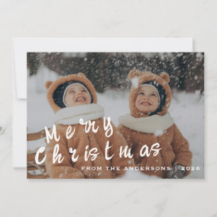 Elegant Minimal jul   Den moderna familjen Porträt Julkort