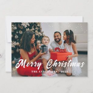 Elegant Minimal jul   Den moderna familjen Porträt Julkort