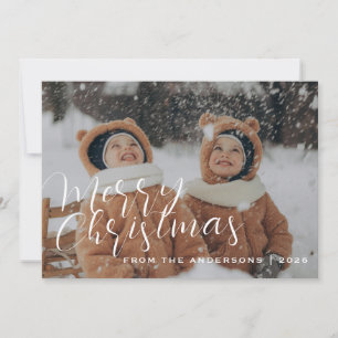 Elegant Minimal jul   Den moderna familjen Porträt Julkort
