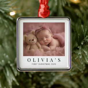 Elegant Minimal Jul Första Julen Ornament