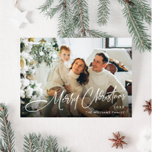 Elegant Minimal Jul-fotopod för Hälsning QR-kod Julkort