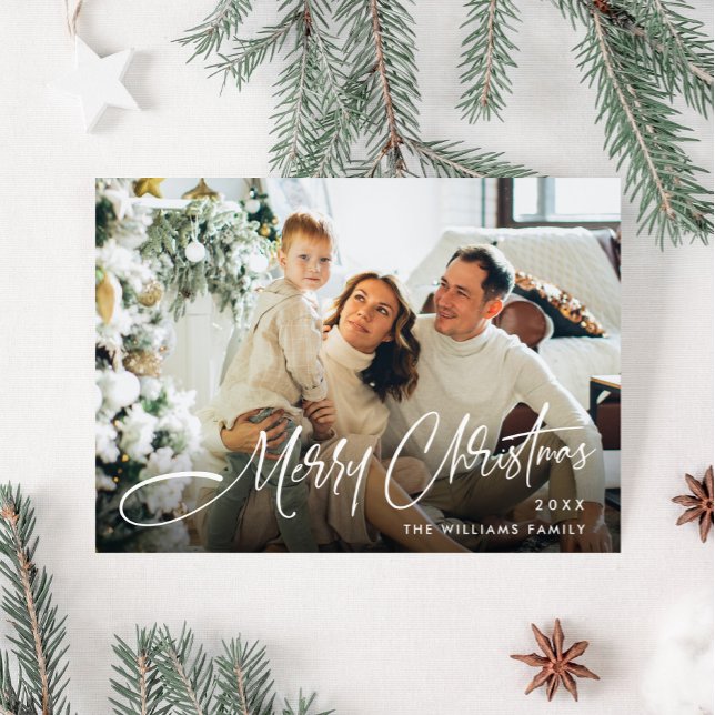 Elegant Minimal Jul-fotopod för Hälsning QR-kod Julkort (Skapare uppladdad)