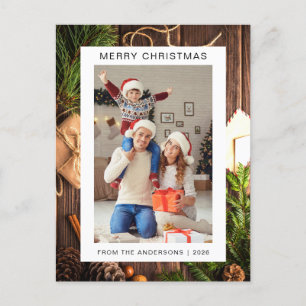 Elegant Minimal jul Modern familj 1-foto Helg Vykort