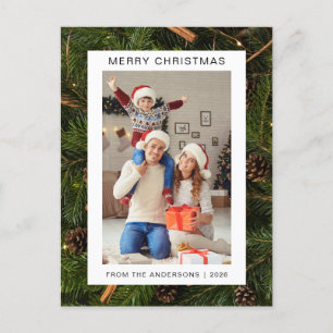 Elegant Minimal jul Modern familj 1-foto Helg Vykort