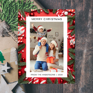 Elegant Minimal jul Modern familj 1-foto Helg Vykort