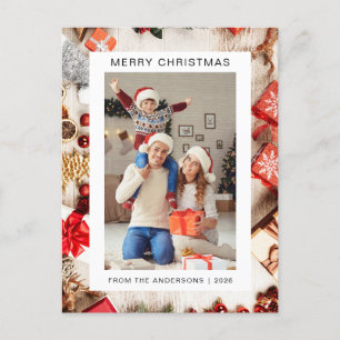 Elegant Minimal jul Modern familj 1-foto Helg Vykort