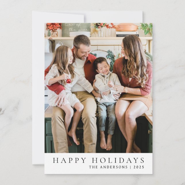 Elegant Minimal jul | Modern familj 1-foto Julkort (Framsida)