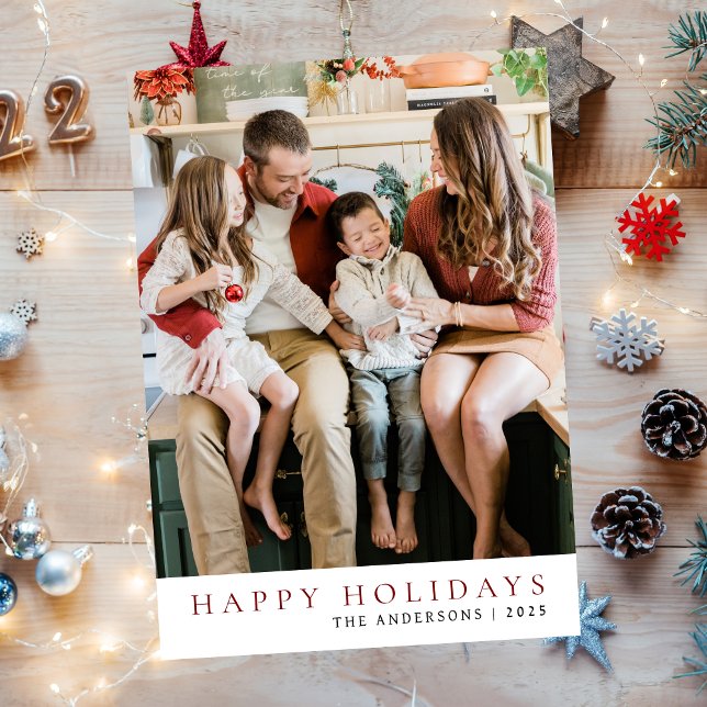Elegant Minimal jul | Modern familj 1-foto Julkort (Skapare uppladdad)