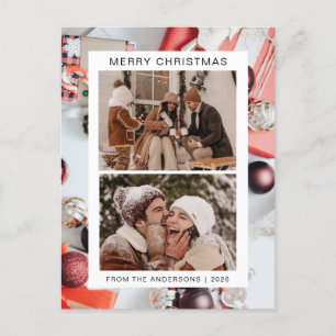 Elegant Minimal jul Modern familj 2-foto Helg Vykort