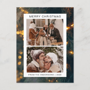 Elegant Minimal jul Modern familj 2-foto Helg Vykort