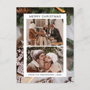 Elegant Minimal jul Modern familj 2-foto Helg Vykort