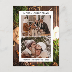 Elegant Minimal jul Modern familj 2-foto Helg Vykort