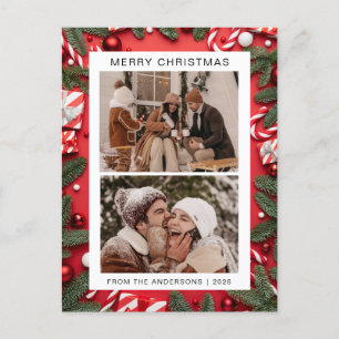 Elegant Minimal jul Modern familj 2-foto Helg Vykort