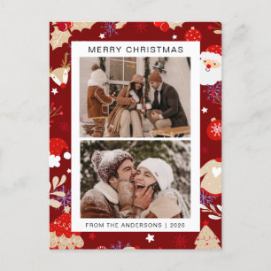 Elegant Minimal jul   Modern familj 2-foto Helg Vykort