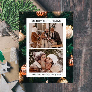 Elegant Minimal jul Modern familj 2-foto Helg Vykort