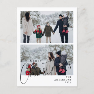 Elegant Minimal jul   Modern familj 2-foto Helg Vykort