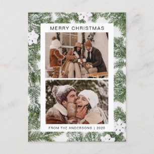 Elegant Minimal jul Modern familj 2-foto Helg Vykort