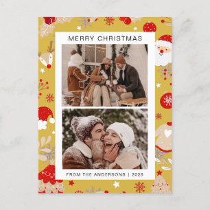 Elegant Minimal jul Modern familj 2-foto Helg Vykort