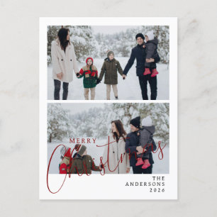 Elegant Minimal jul   Modern familj 2-foto Helg Vykort