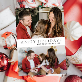 Elegant Minimal jul | Modern familj 2-foto Julkort