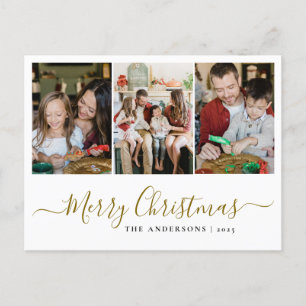 Elegant Minimal jul Modern familj 3-foto Helg Vykort