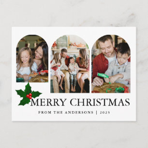 Elegant Minimal jul Modern familj 3 Foto Helg Vykort