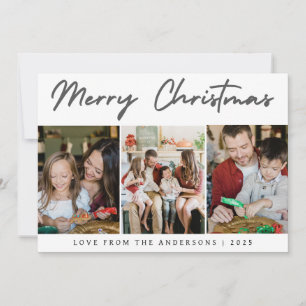 Elegant Minimal jul Modern familj 3 Foto Julkort