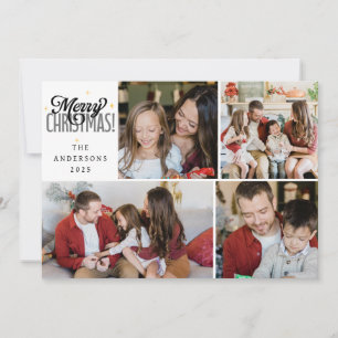 Elegant Minimal jul Modern familj 4 foto Julkort