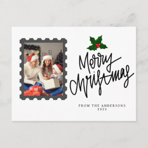 Elegant Minimal jul Modern familjefoto Helg Vykort