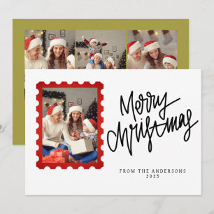Elegant Minimal jul   Modern familjefoto Julkort