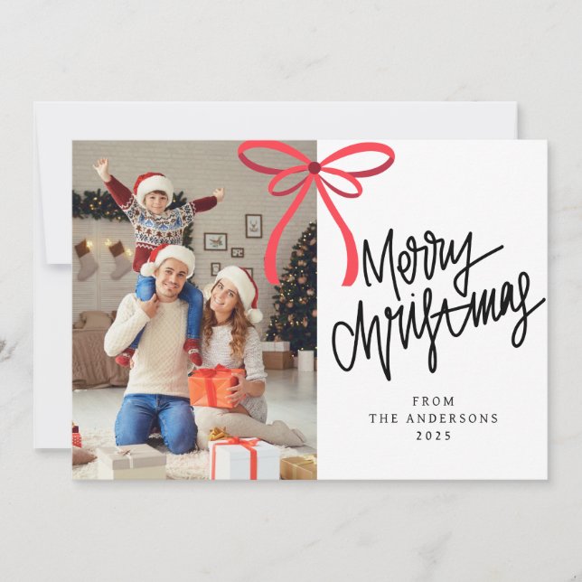 Elegant Minimal jul | Modern familjefoto Julkort (Framsida)